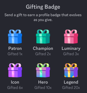 Discord Gifting badge progression